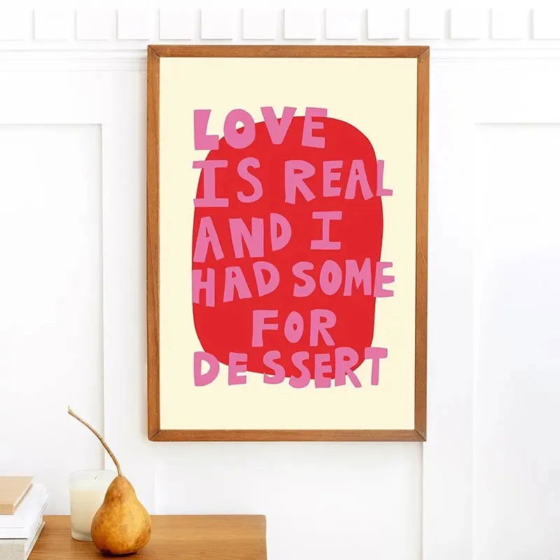 Love Is A Way Of Being Colorful Pink Love Quote Poster Maximalist Wall Art Canvas Painting For Living Room Eclectic Home Decor - Slobuy