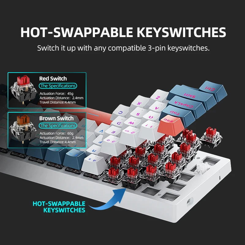 Machenike K500-B61 Mini Mechanical Keybaord 60% Form Factor 61Keys Gaming Keybaord Wired Full Key Hot-Swappable RGB Backlit - Slobuy