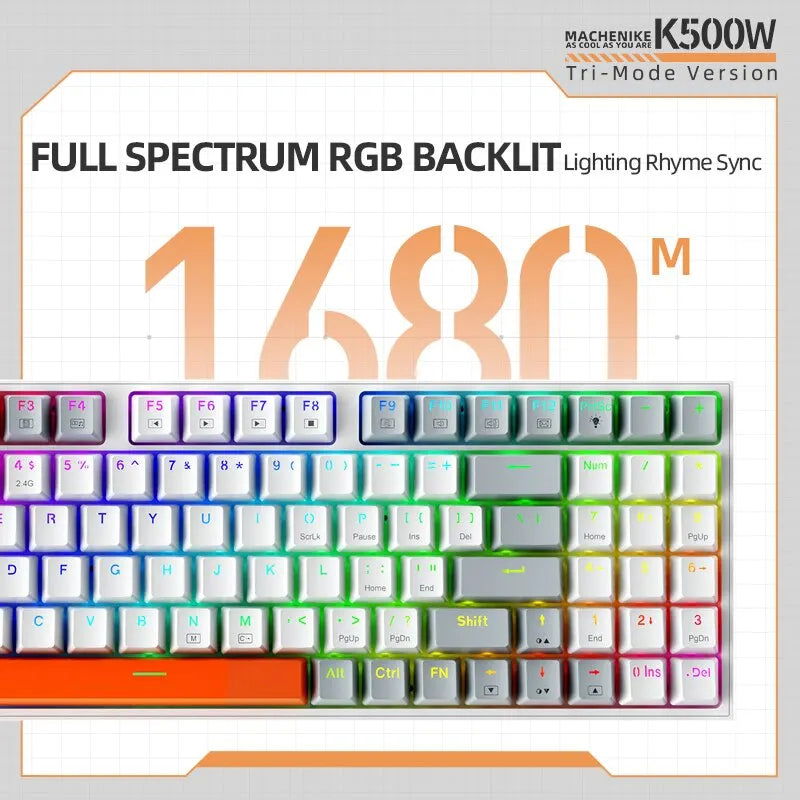 Machenike K500W Wireless Mechanical Keyboard Hot Swap Tri-mode 94 Keys RGB Backlit Gaming Keyboard for PC Gamer Laptop - Slobuy