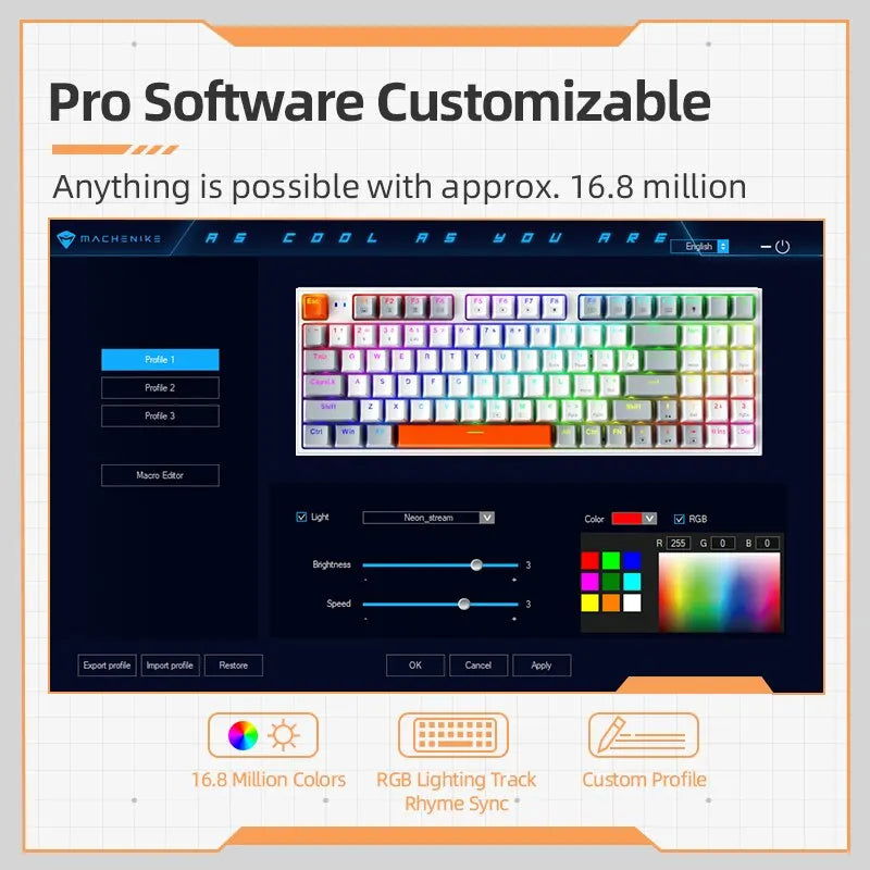 Machenike K500W Wireless Mechanical Keyboard Hot Swap Tri-mode 94 Keys RGB Backlit Gaming Keyboard for PC Gamer Laptop - Slobuy