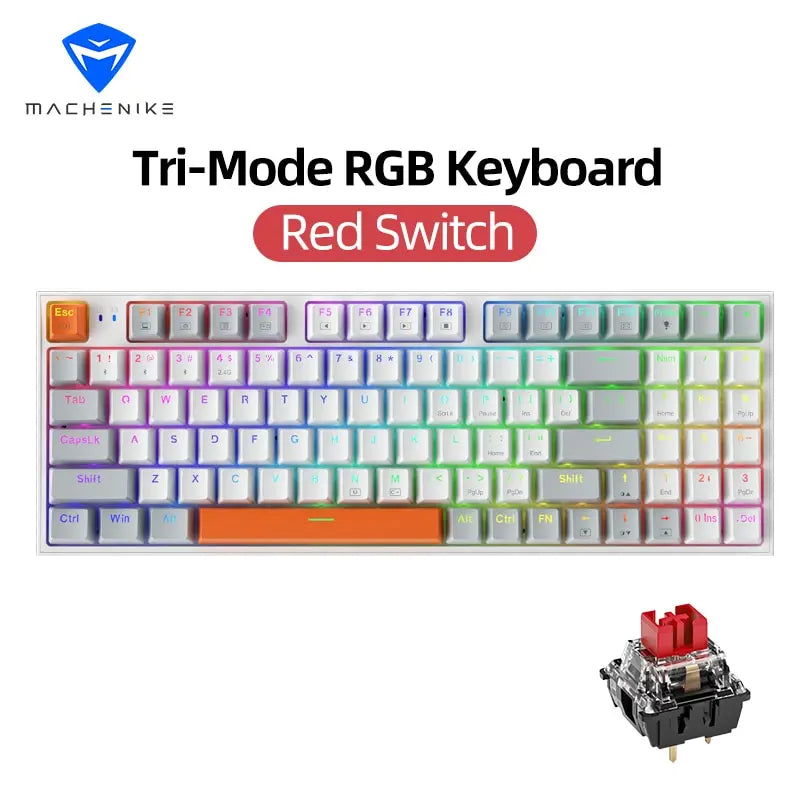Machenike K500W Wireless Mechanical Keyboard Hot Swap Tri-mode 94 Keys RGB Backlit Gaming Keyboard for PC Gamer Laptop - Slobuy
