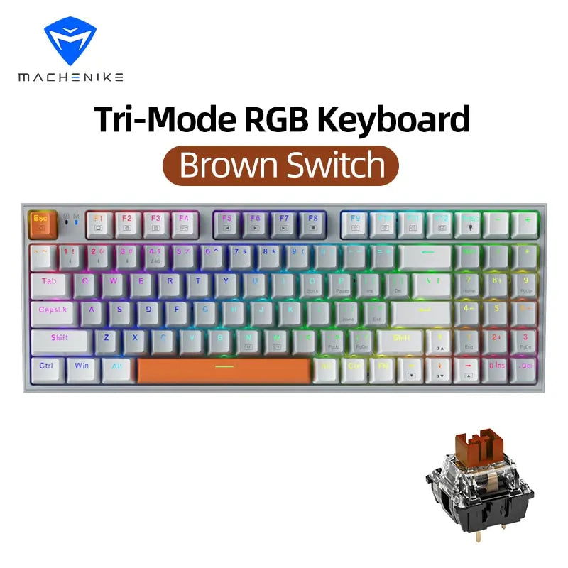 Machenike K500W Wireless Mechanical Keyboard Hot Swap Tri-mode 94 Keys RGB Backlit Gaming Keyboard for PC Gamer Laptop - Slobuy
