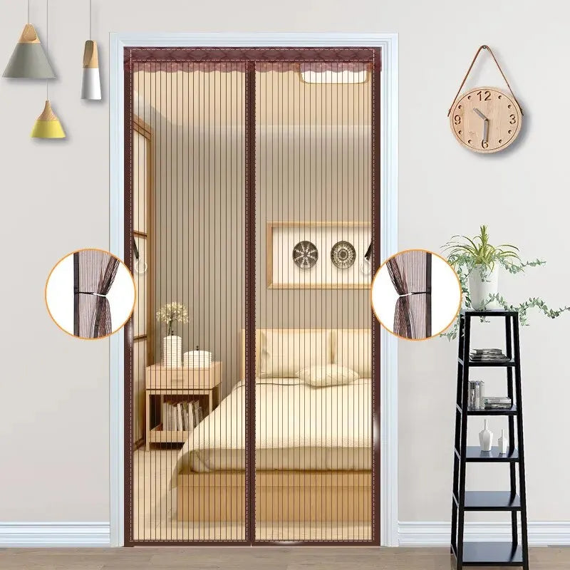 Magic Mesh Magnetic Screen Door Mesh Curtain Mosquito Net Bug Hands Free Partition Mute Striped Door Curtain Bedroom Ventilation - Slobuy