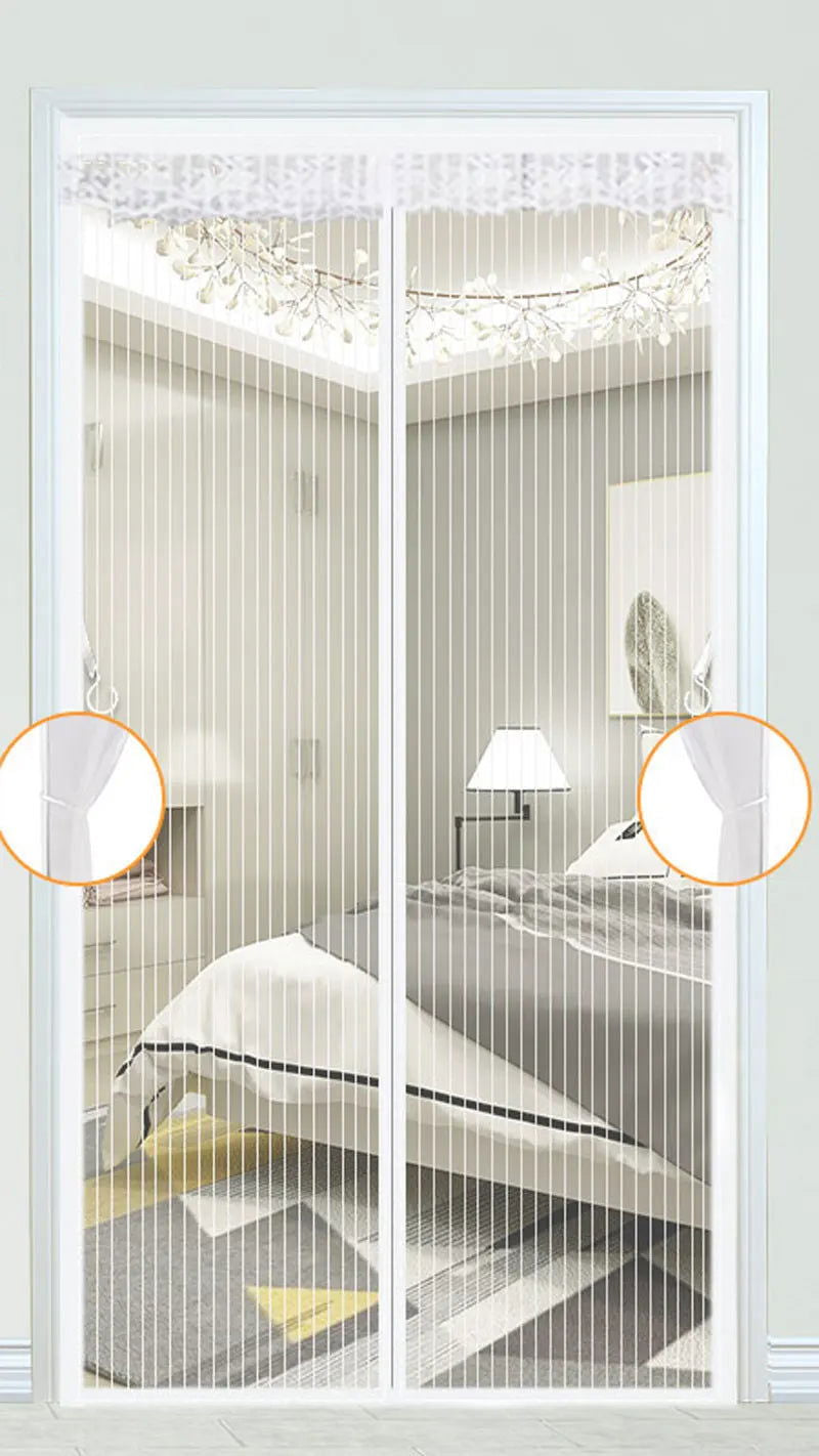Magic Mesh Magnetic Screen Door Mesh Curtain Mosquito Net Bug Hands Free Partition Mute Striped Door Curtain Bedroom Ventilation - Slobuy