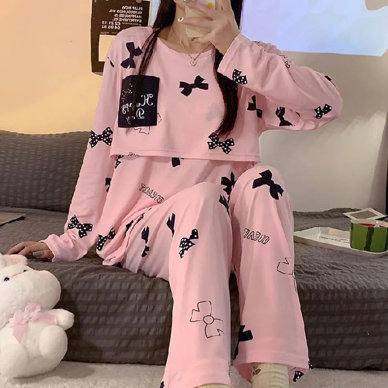 New Monthly Clothing 2-Piece Spring And Autumn Maternity Pajamas Summer Breastfeeding Suit Breastfeeding Pajamas Homewear - Slobuy