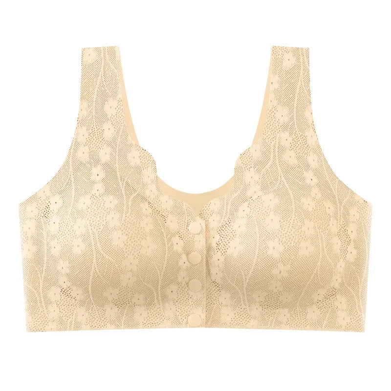 New Sexy Lace Without Steel Ring Front Buckle Thin and Seamless Pregnant Women Gather for Breastfeeding Bra Mom's Underwear - Slobuy