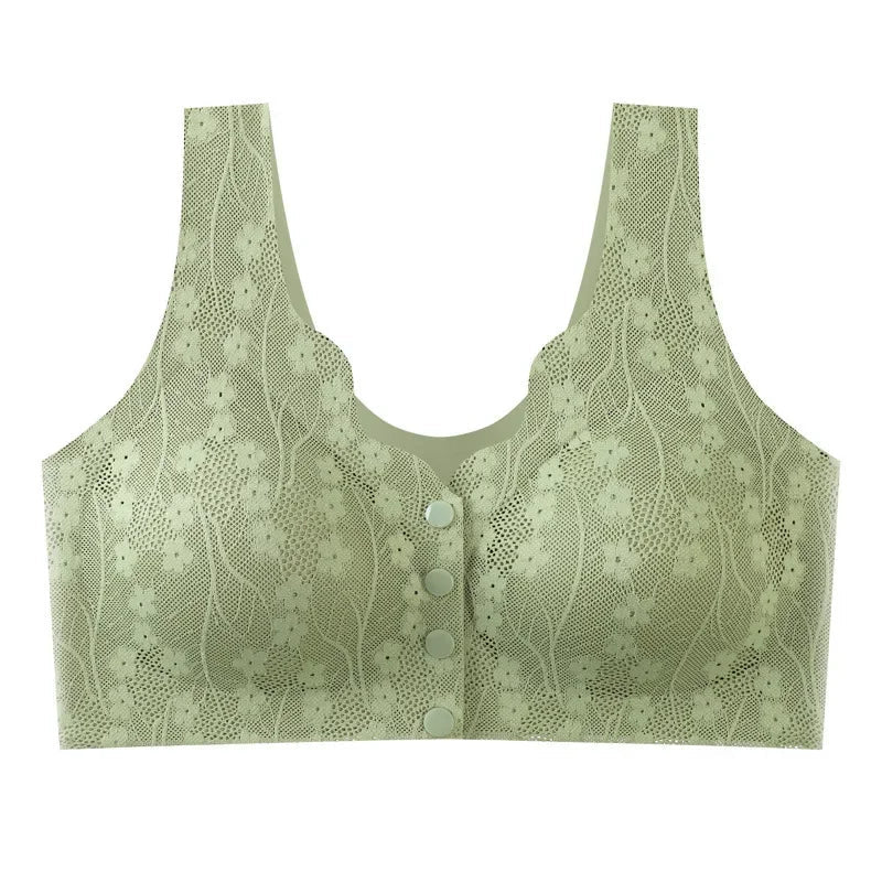 New Sexy Lace Without Steel Ring Front Buckle Thin and Seamless Pregnant Women Gather for Breastfeeding Bra Mom's Underwear - Slobuy