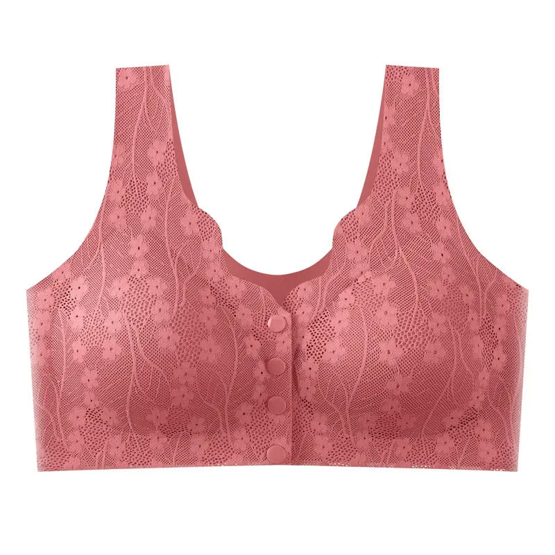 New Sexy Lace Without Steel Ring Front Buckle Thin and Seamless Pregnant Women Gather for Breastfeeding Bra Mom's Underwear - Slobuy
