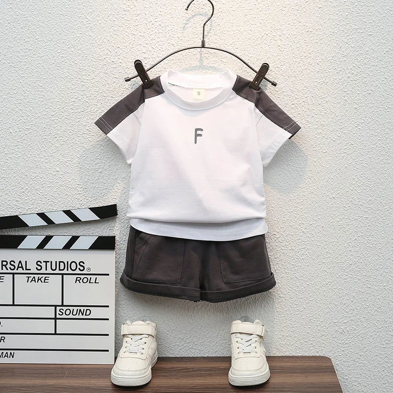 New Summer Baby Boys Clothes Sets Fashion Cotton Letter Printing T-shirts+Tooling Shorts 2pcs Kids Outfits for Infant Tracksuit - Slobuy