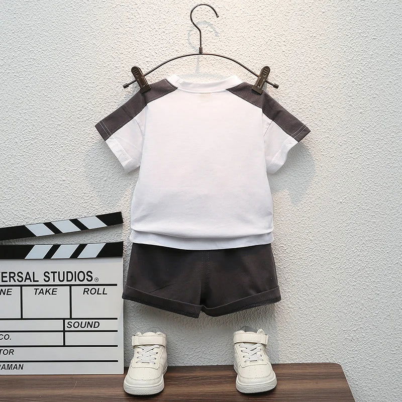 New Summer Baby Boys Clothes Sets Fashion Cotton Letter Printing T-shirts+Tooling Shorts 2pcs Kids Outfits for Infant Tracksuit - Slobuy