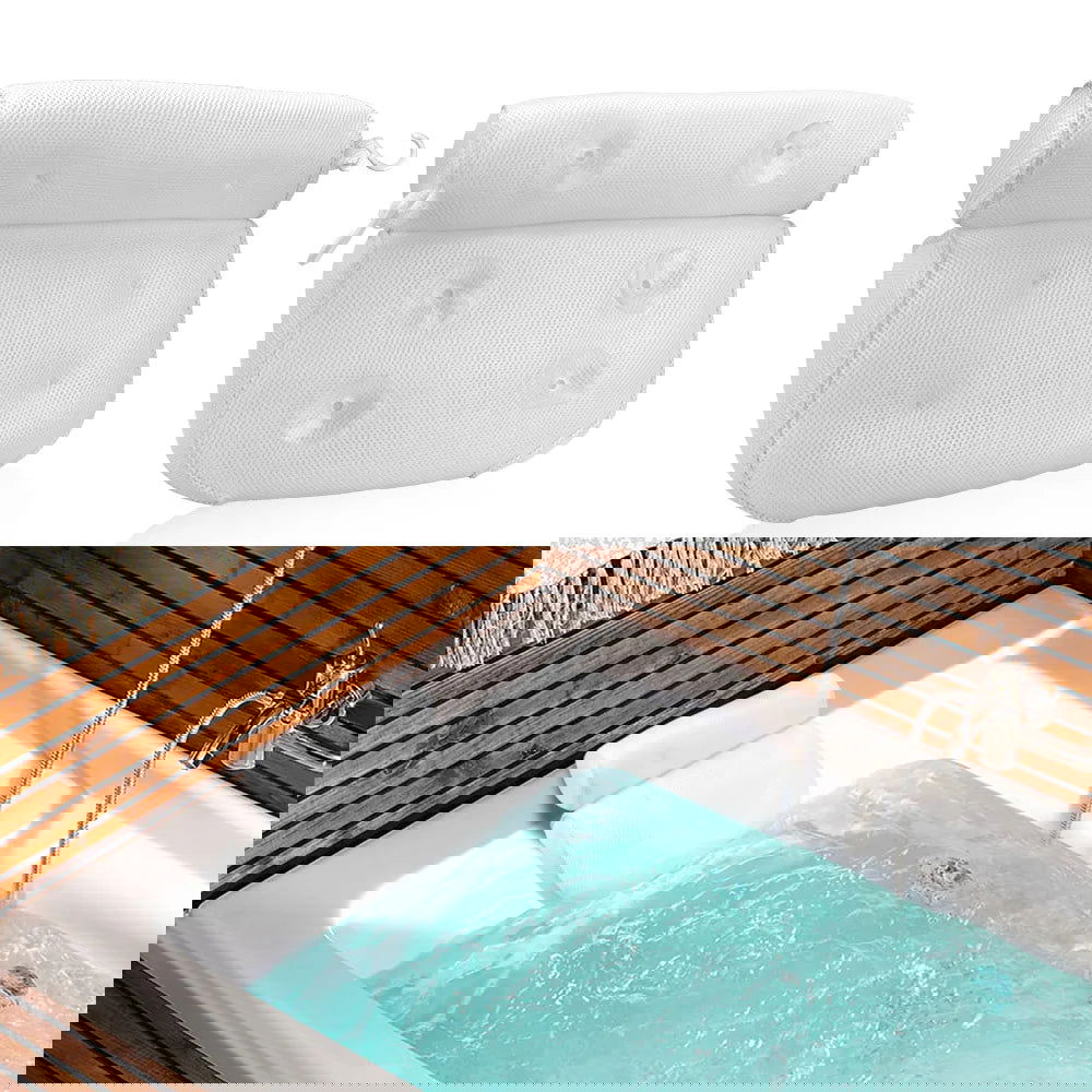 Non-Slip Bath Pillow With Suction Cup For Neck and Back Support Breathable 3D Mesh Bathtub Spa Head Rest Bathroom Supply - Slobuy