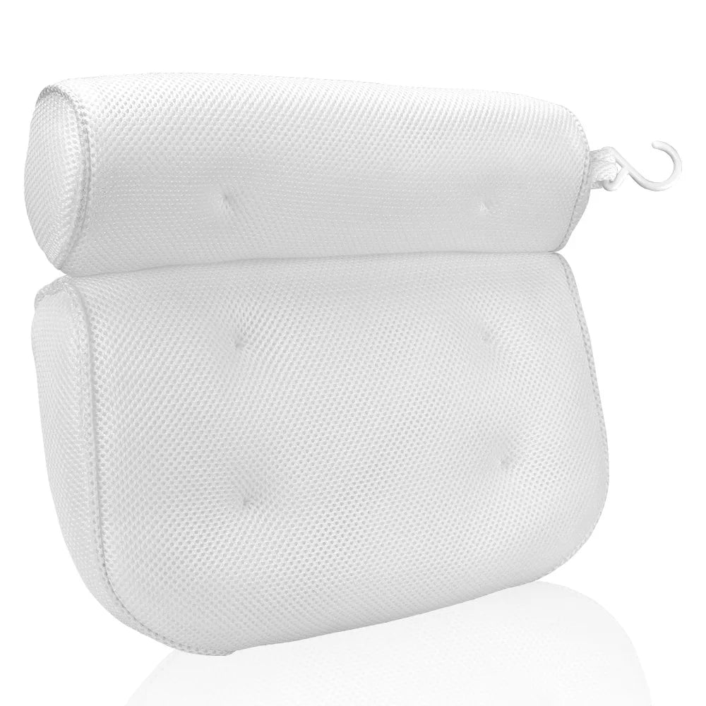 Non-Slip Bath Pillow With Suction Cup For Neck and Back Support Breathable 3D Mesh Bathtub Spa Head Rest Bathroom Supply - Slobuy