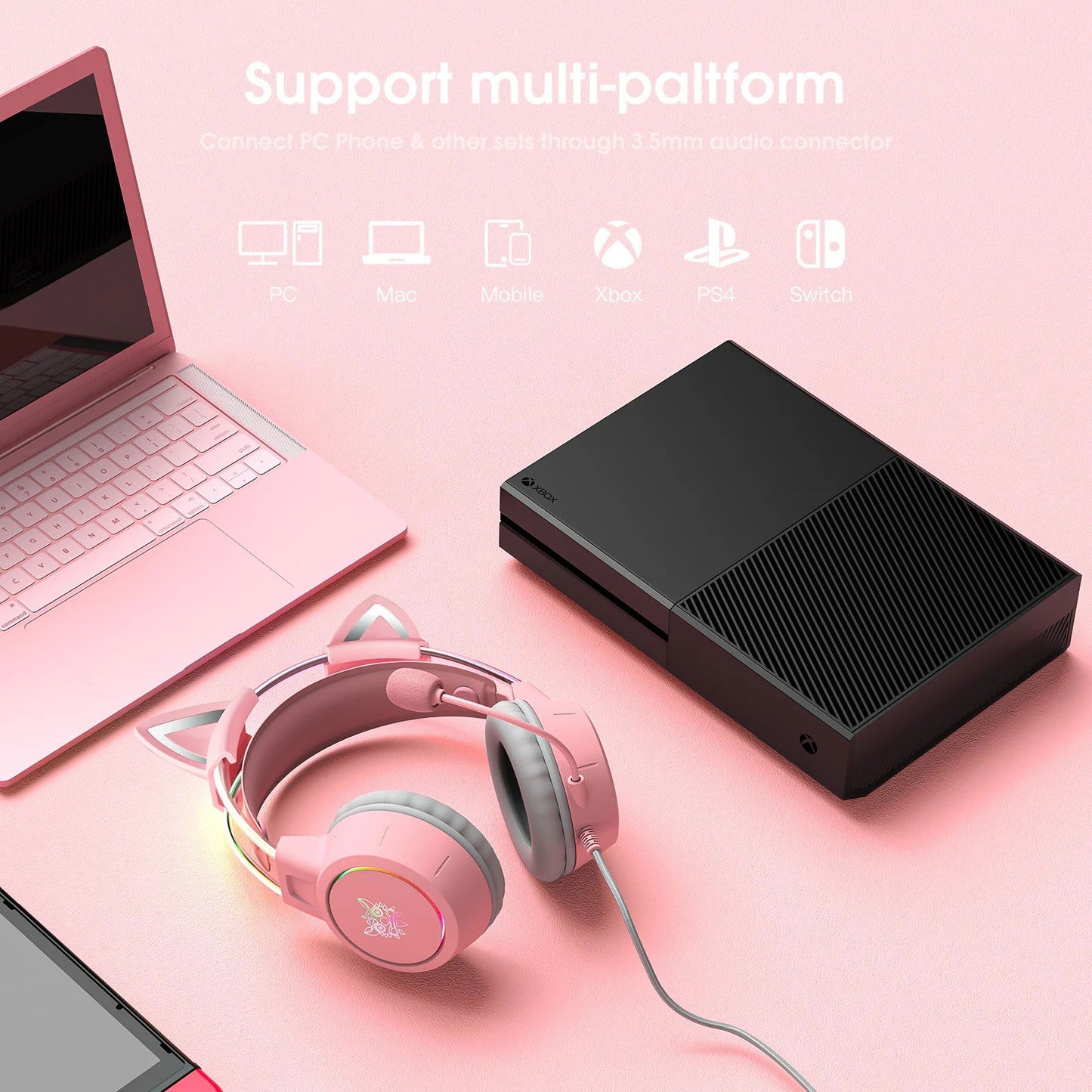 ONIKUMA X15 Pro Wired Headphones with RGB Head Beam Flexible Mic Button Control Gaming Headset Gamer for Compute PC - Slobuy
