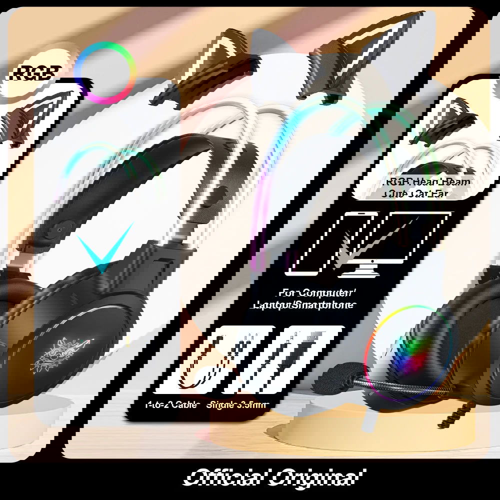 ONIKUMA X15 Pro Wired Headphones with RGB Head Beam Flexible Mic Button Control Gaming Headset Gamer for Compute PC - Slobuy