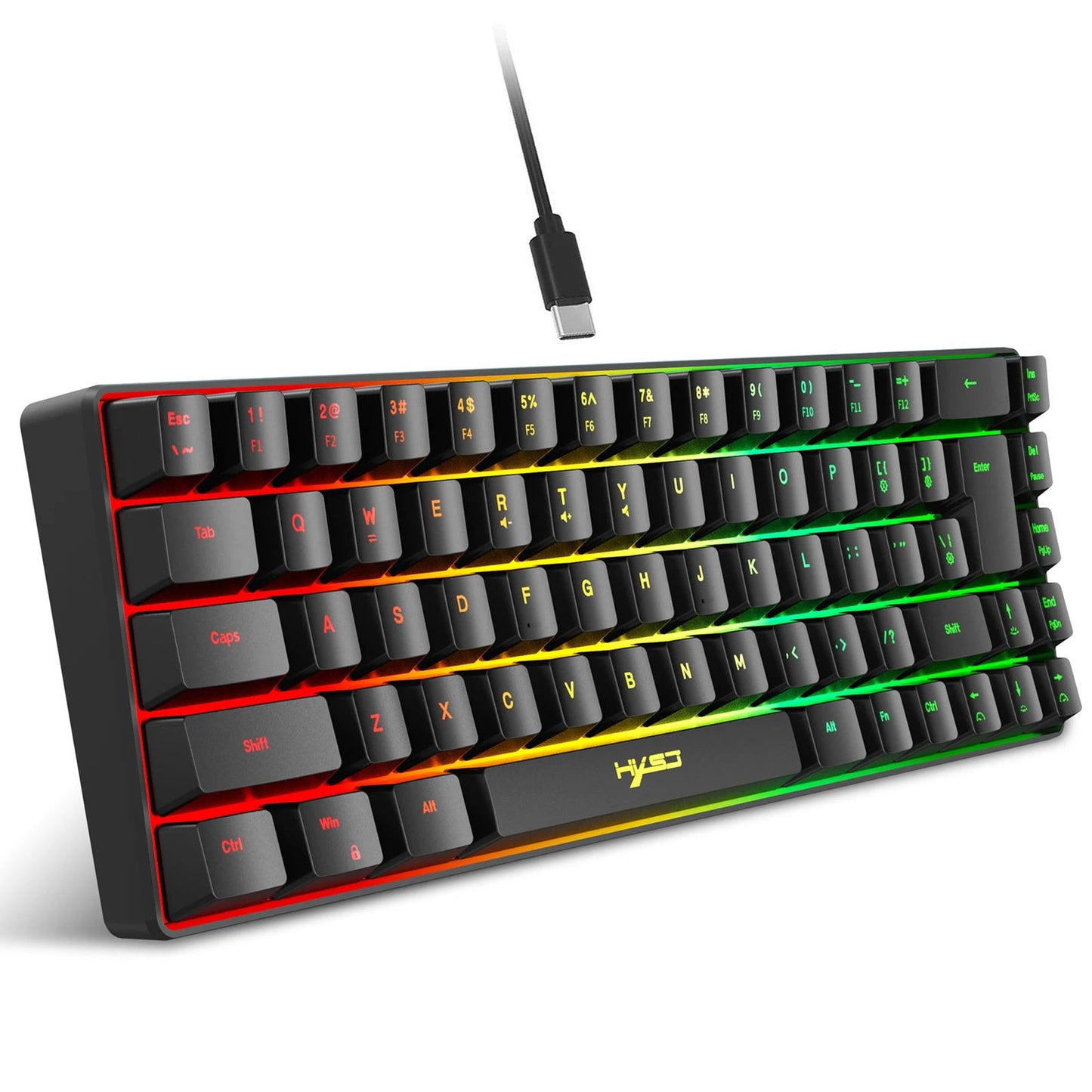 HXSJ V200 Wired K68 RGB Streamer Mini Gaming Keyboard 19-Key Conflict-Free Membrane Keyboard but Mechanical Feel for Game/Office - Slobuy