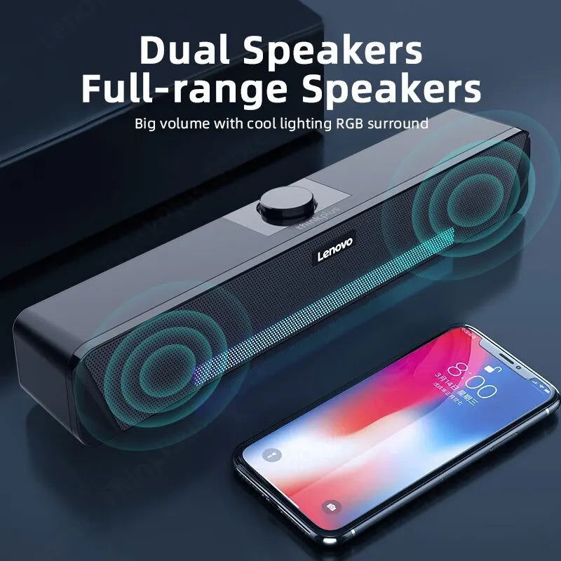 Original Lenovo TS33 Wired and Bluetooth 5.0 Speaker 360 Home Movie Surround Sound Bar Audio Speaker For Desk Computer Subwoofer - Slobuy