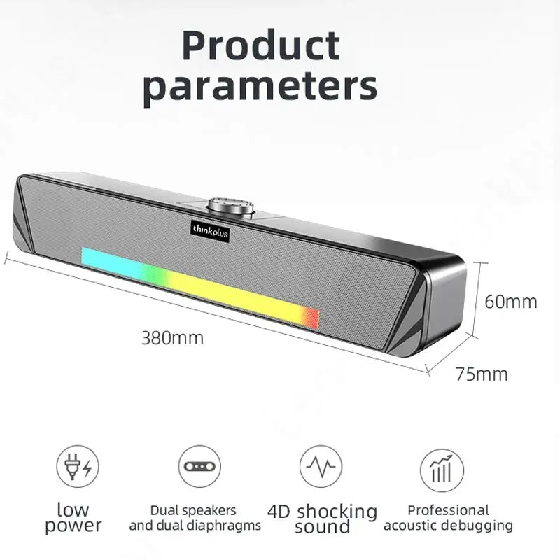 Original Lenovo TS33 Wired and Bluetooth 5.0 Speaker 360 Home Movie Surround Sound Bar Audio Speaker For Desk Computer Subwoofer - Slobuy