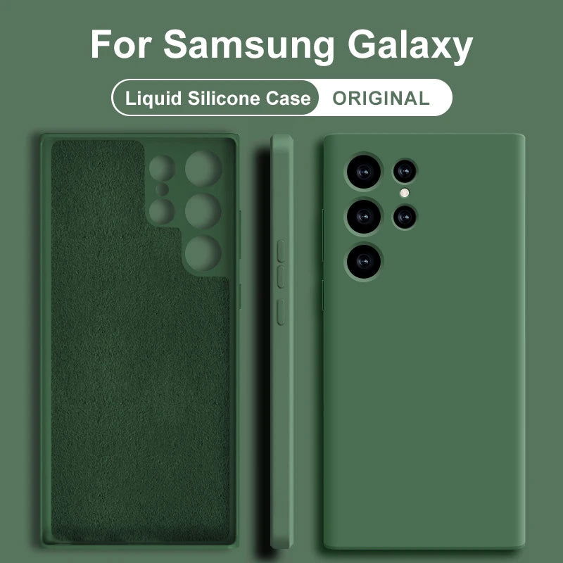 Original Liquid Silicone Case For Samsung Galaxy S23 S22 S21 Ultra Plus S20 Fe A53 A52 Shockproof Cases Cover Phone Accessories - Slobuy