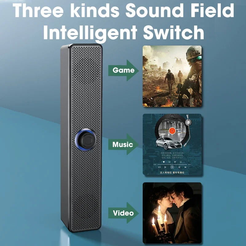 PC Soundbar Wired and Wireless Bluetooth Speaker USB Powered Soundbar for TV Pc Laptop Gaming Home Theater Surround Audio System - Slobuy