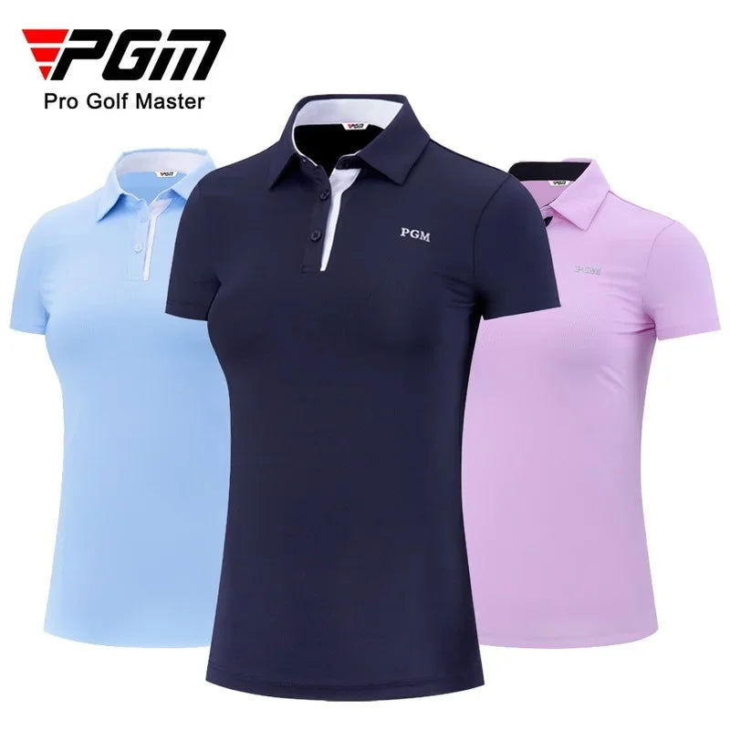 PGM Summer Women Golf Short Sleeved T Shirts Ladies Sports Slim Clothes Quick Dry Breathable Tennis Clothing YF486 - Slobuy