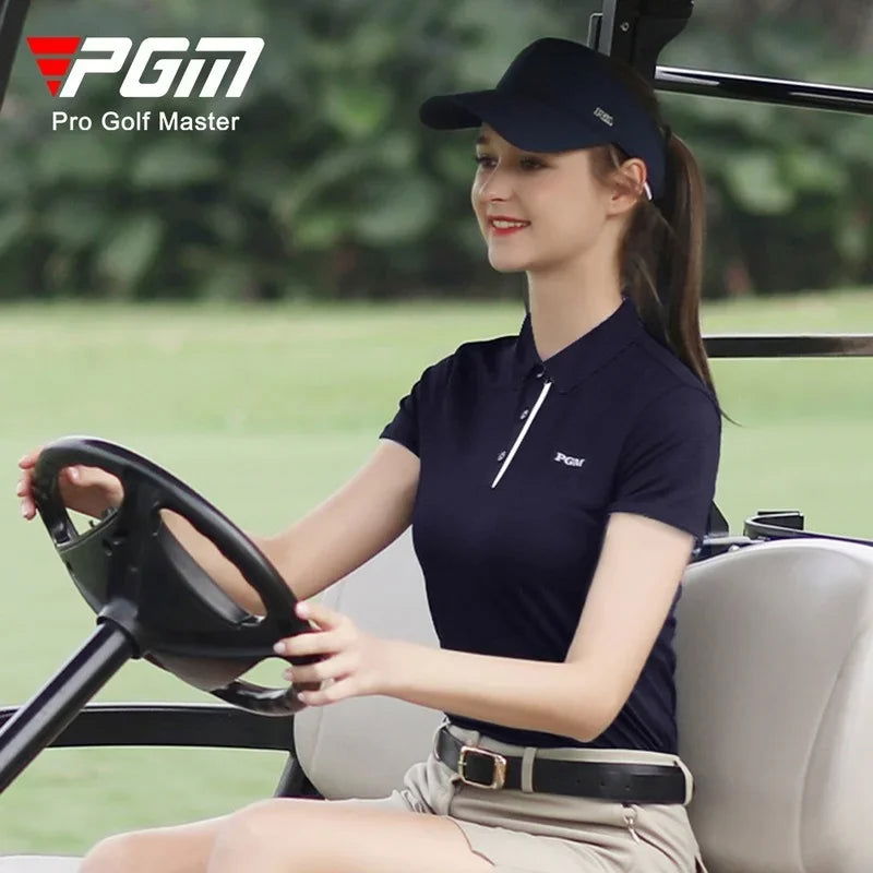 PGM Summer Women Golf Short Sleeved T Shirts Ladies Sports Slim Clothes Quick Dry Breathable Tennis Clothing YF486 - Slobuy