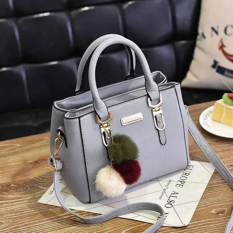 PU Leather Ladies HandBags Women Vintage Purse Plush Tassel Messenger Bags Tote Boston Shoulder Crossbody Bag - Slobuy