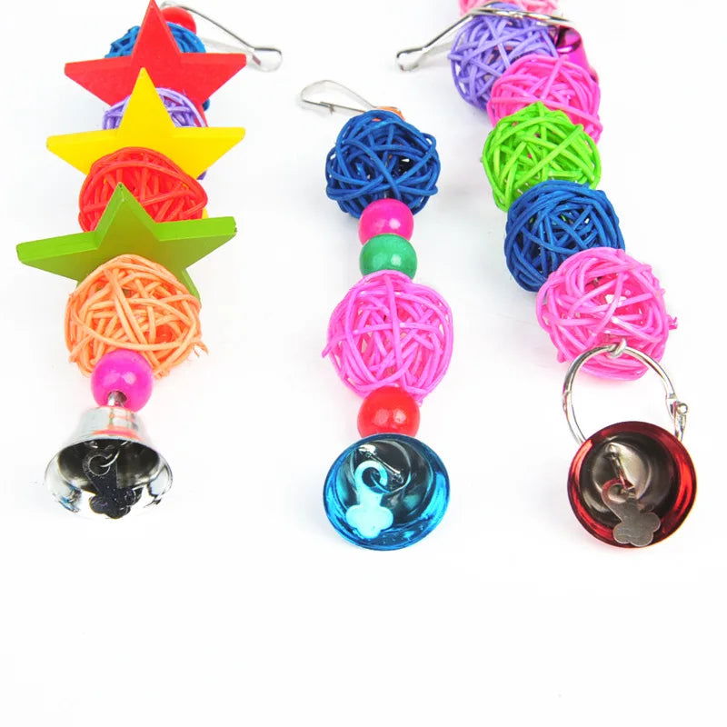 Parrot Chew Strands Wooden Toys Bird Parakeet Bite Molar Toys Rattan Ball parrot training Bird Cage Accessories - Slobuy