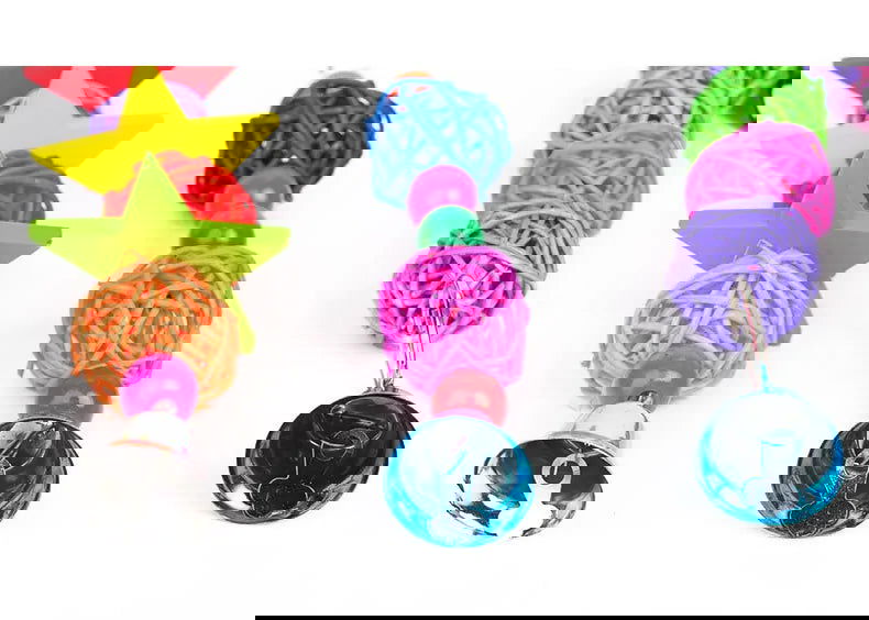 Parrot Chew Strands Wooden Toys Bird Parakeet Bite Molar Toys Rattan Ball parrot training Bird Cage Accessories - Slobuy