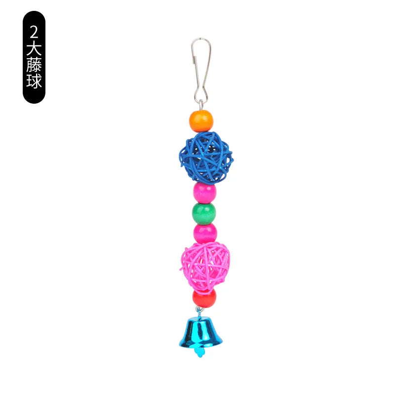 Parrot Chew Strands Wooden Toys Bird Parakeet Bite Molar Toys Rattan Ball parrot training Bird Cage Accessories - Slobuy