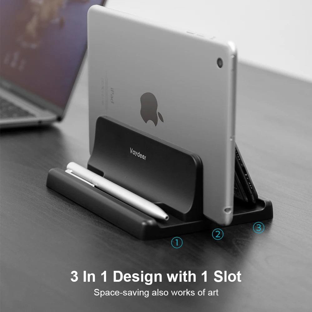 Vertical Laptop Stand Plastic Portable Macbook/Tablet/Phone Holder Adjustable Desktop Notebook Dock Space Save Accessory-Vaydeer - Slobuy