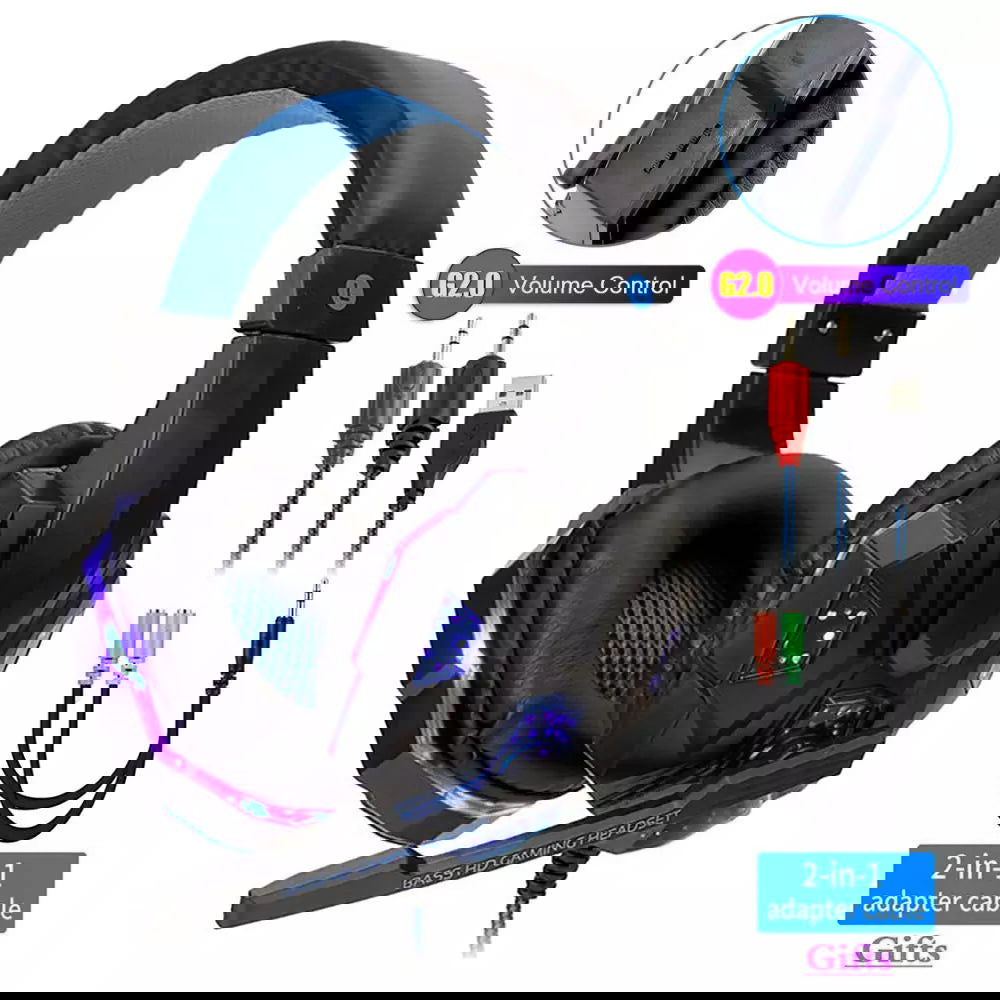 Professional Led Light Wired Gaming Headphones With Microphone For Computer PS4 PS5 Xbox Bass Stereo PC Gaming Headset Gifts - Slobuy