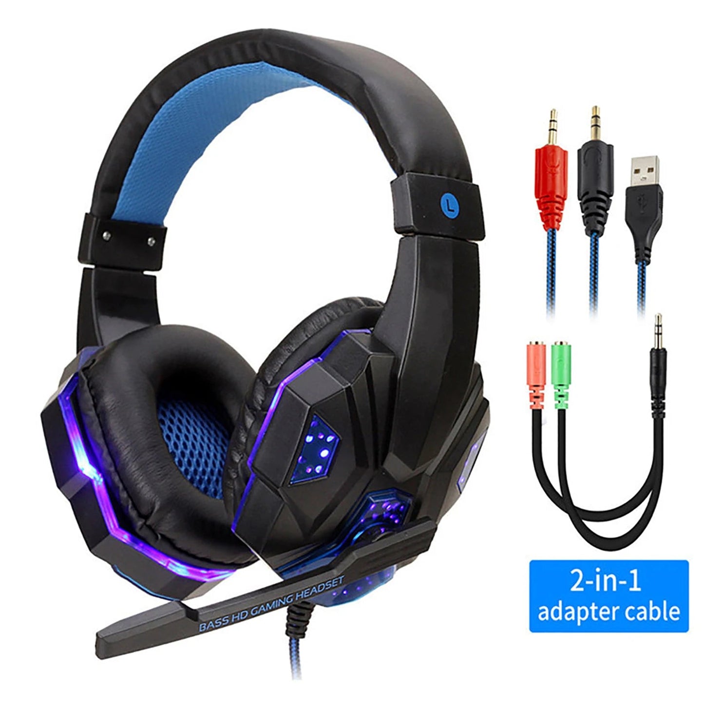 Professional Led Light Wired Gaming Headphones With Microphone For Computer PS4 PS5 Xbox Bass Stereo PC Gaming Headset Gifts - Slobuy