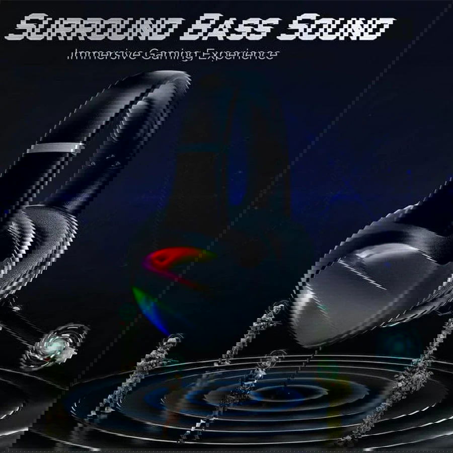 RGB Gaming Headset with Noise Canceling Microphone Surround Sound LED Headphones for PS5 PS4 Xbox One PC Laptop Mac Computer PC - Slobuy