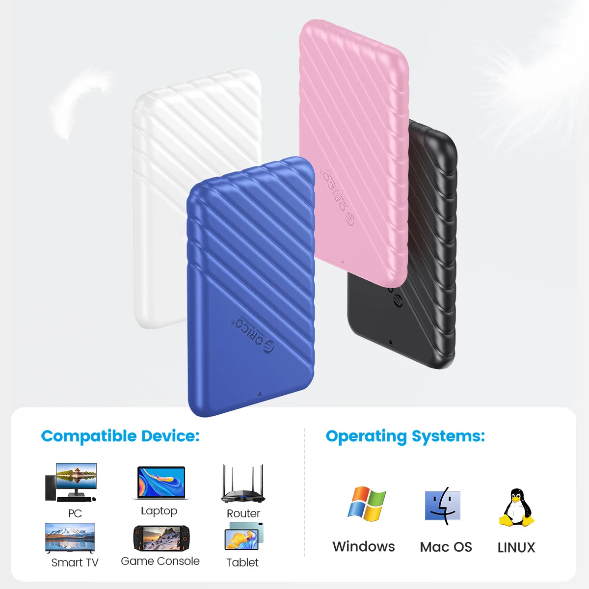 ORICO MicroB USB3.0 2.5inch External Storage HDD Case SATA 5Gbps HD Box SSD Hard Drive usb 3 for Laptop PC Computer Accessories