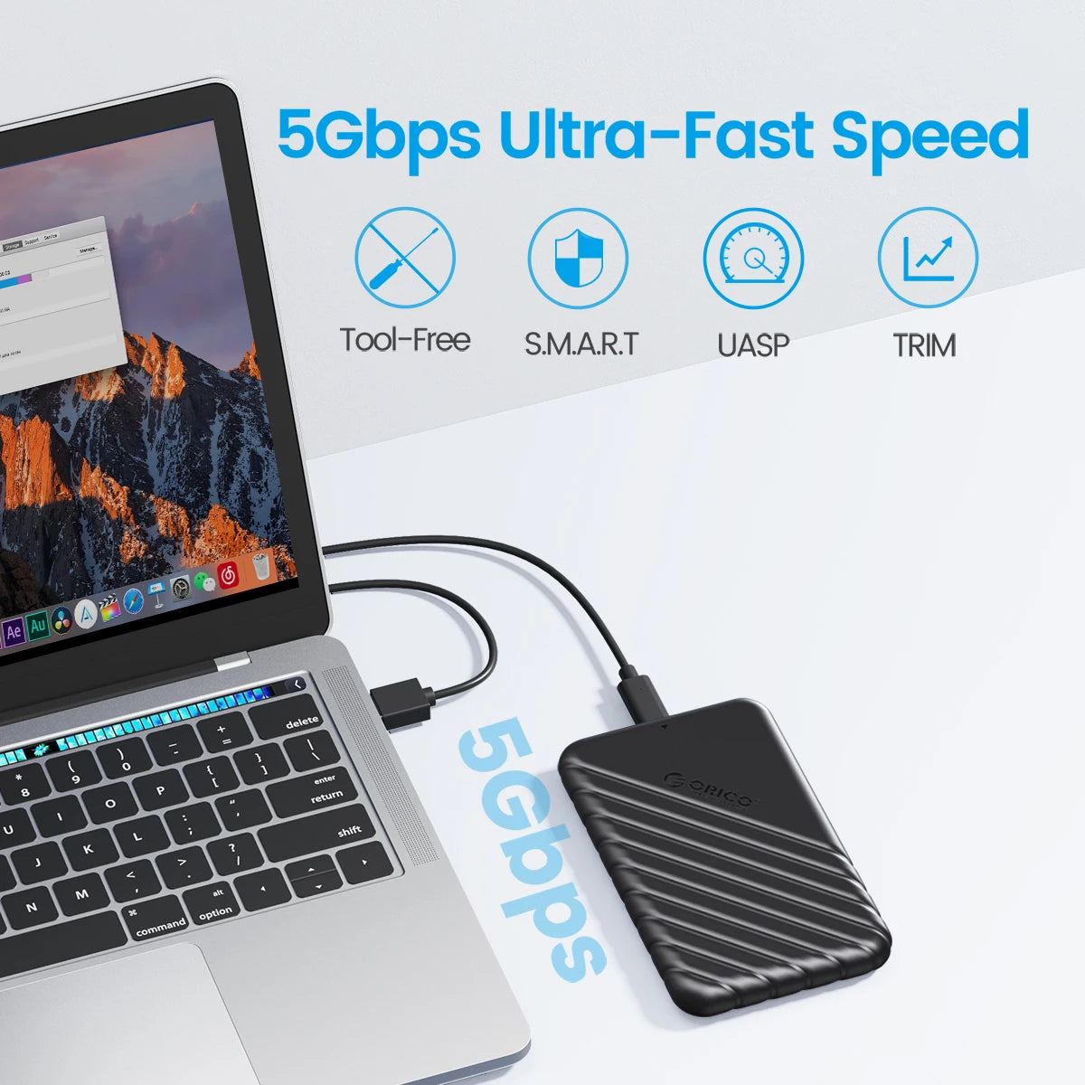 ORICO MicroB USB3.0 2.5inch External Storage HDD Case SATA 5Gbps HD Box SSD Hard Drive usb 3 for Laptop PC Computer Accessories