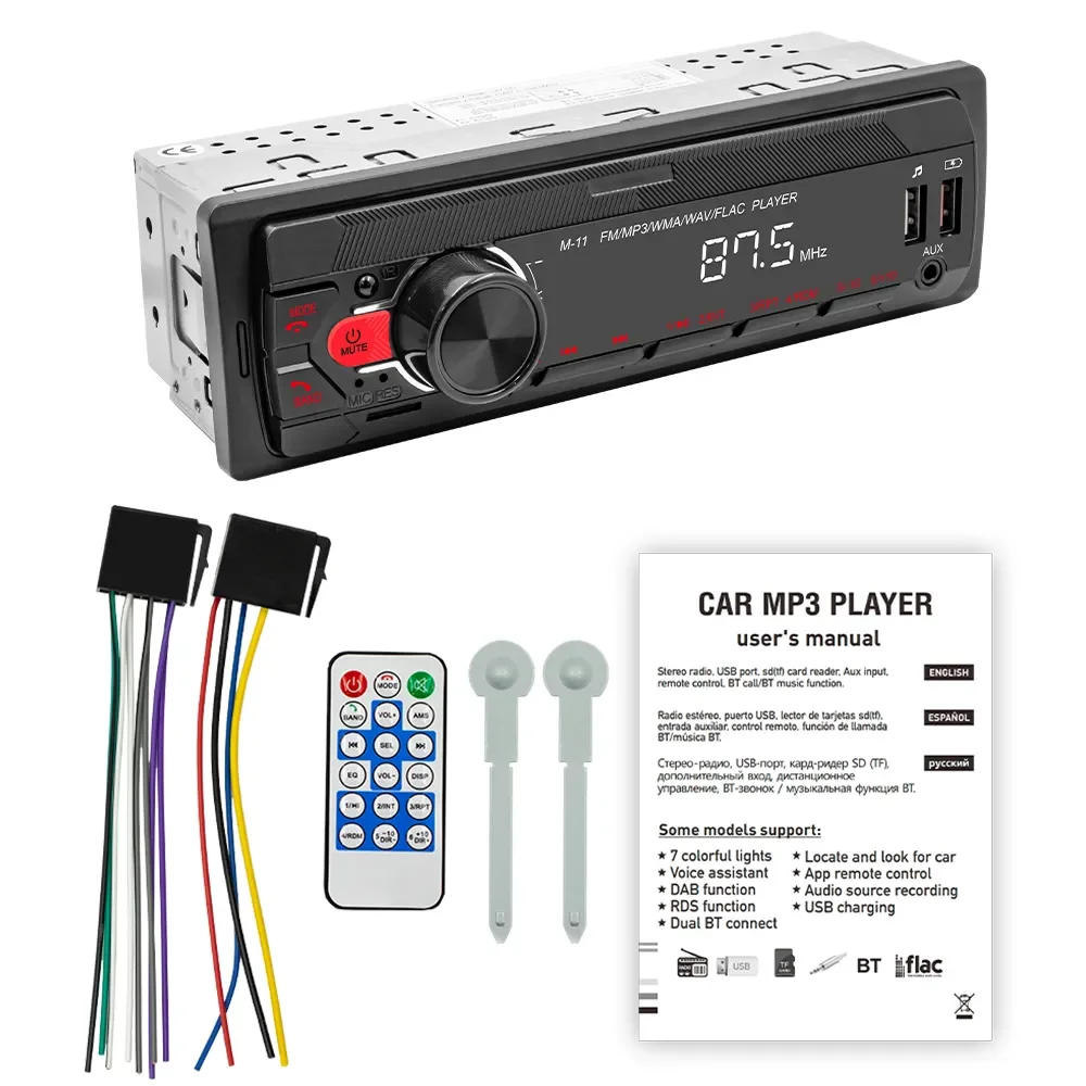 M11 Car Radio Stereo Player Digital Bluetooth Car MP3 Player FM Radio Stereo Audio Music USB/SD with In Dash AUX Input - Slobuy
