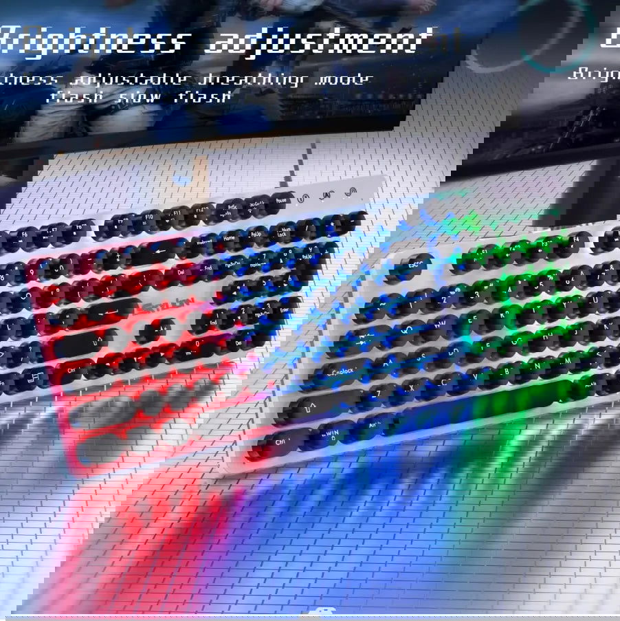 SKYLION H300 Wired 104 Keys Membrane Keyboard Many Kinds of Colorful Lighting Gaming and Office For Windows and IOS System - Slobuy