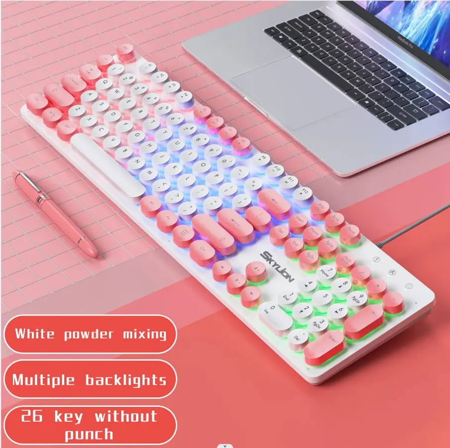 SKYLION H300 Wired 104 Keys Membrane Keyboard Many Kinds of Colorful Lighting Gaming and Office For Windows and IOS System - Slobuy