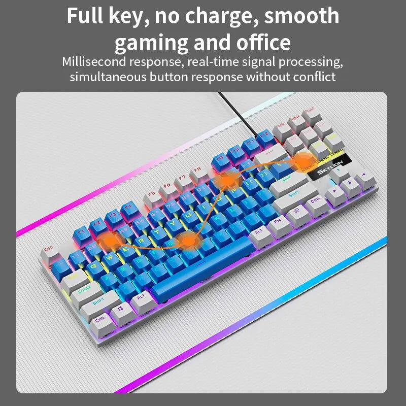 SKYLION K87 Wired Mechanical Keyboard 20 Kinds of Colorful Lighting Gaming and Office For Microsoft Windows and Apple IOS System - Slobuy