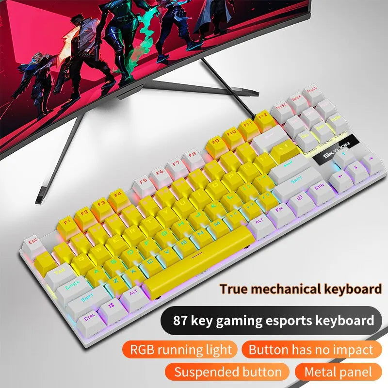 SKYLION K87 Wired Mechanical Keyboard 20 Kinds of Colorful Lighting Gaming and Office For Microsoft Windows and Apple IOS System - Slobuy