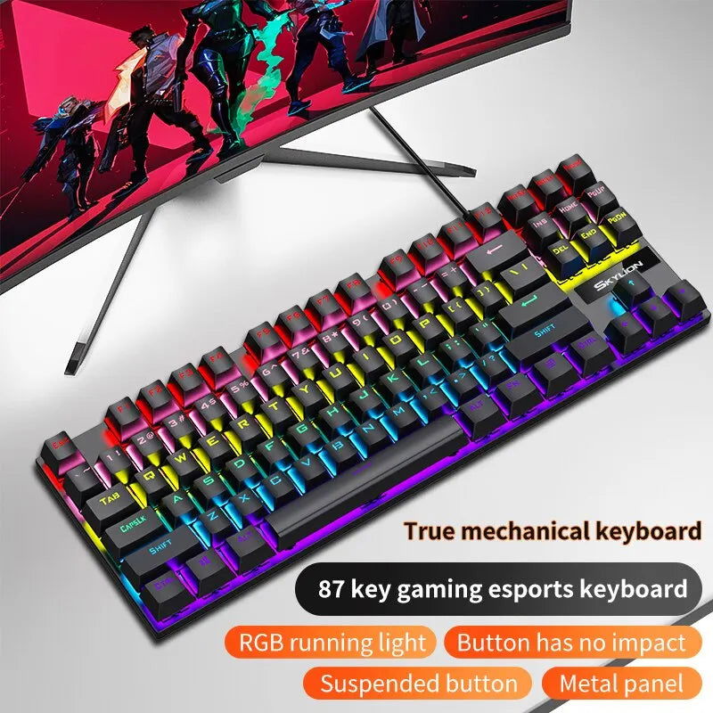 SKYLION K87 Wired Mechanical Keyboard 20 Kinds of Colorful Lighting Gaming and Office For Microsoft Windows and Apple IOS System - Slobuy
