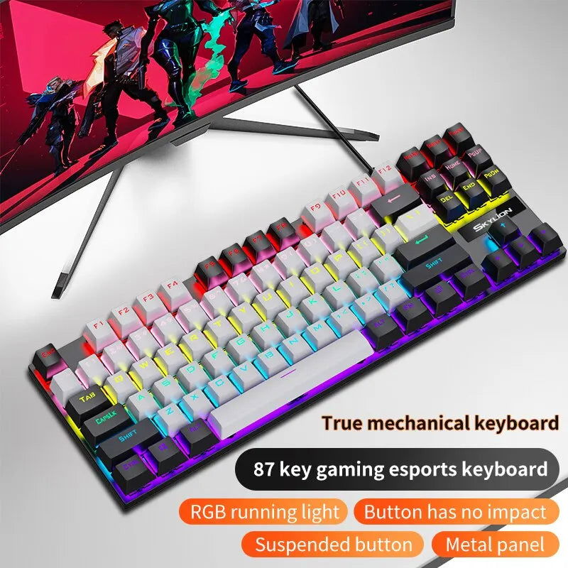 SKYLION K87 Wired Mechanical Keyboard 20 Kinds of Colorful Lighting Gaming and Office For Microsoft Windows and Apple IOS System - Slobuy