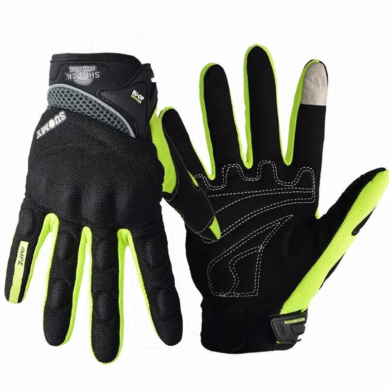 SUOMY Breathable Full Finger Racing Motorcycle Gloves Quality Stylishly Decorated Antiskid Wearable Gloves Size S-XXL Black - Slobuy