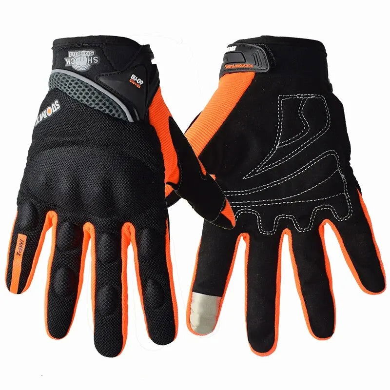 SUOMY Breathable Full Finger Racing Motorcycle Gloves Quality Stylishly Decorated Antiskid Wearable Gloves Size S-XXL Black - Slobuy