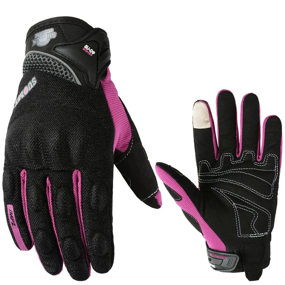 SUOMY Breathable Full Finger Racing Motorcycle Gloves Quality Stylishly Decorated Antiskid Wearable Gloves Size S-XXL Black - Slobuy