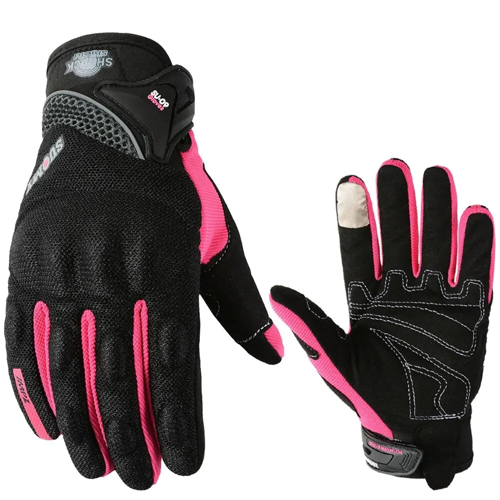 SUOMY Breathable Full Finger Racing Motorcycle Gloves Quality Stylishly Decorated Antiskid Wearable Gloves Size S-XXL Black - Slobuy