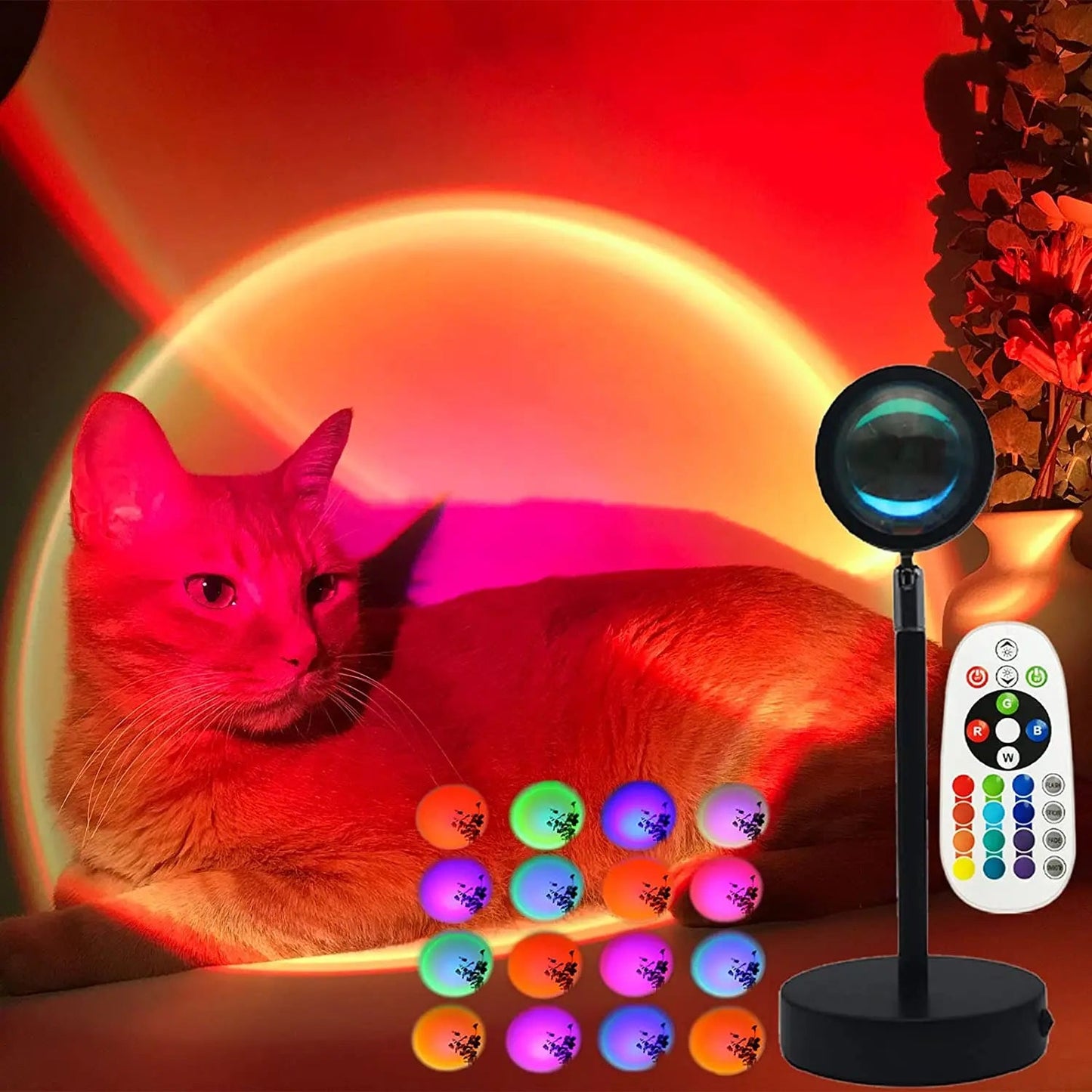 Smart Bluetooth Night Light Rainbow Sunset Projector Lamp for Home Coffe shop Background Wall Decoration Atmosphere Table Lamp - Slobuy