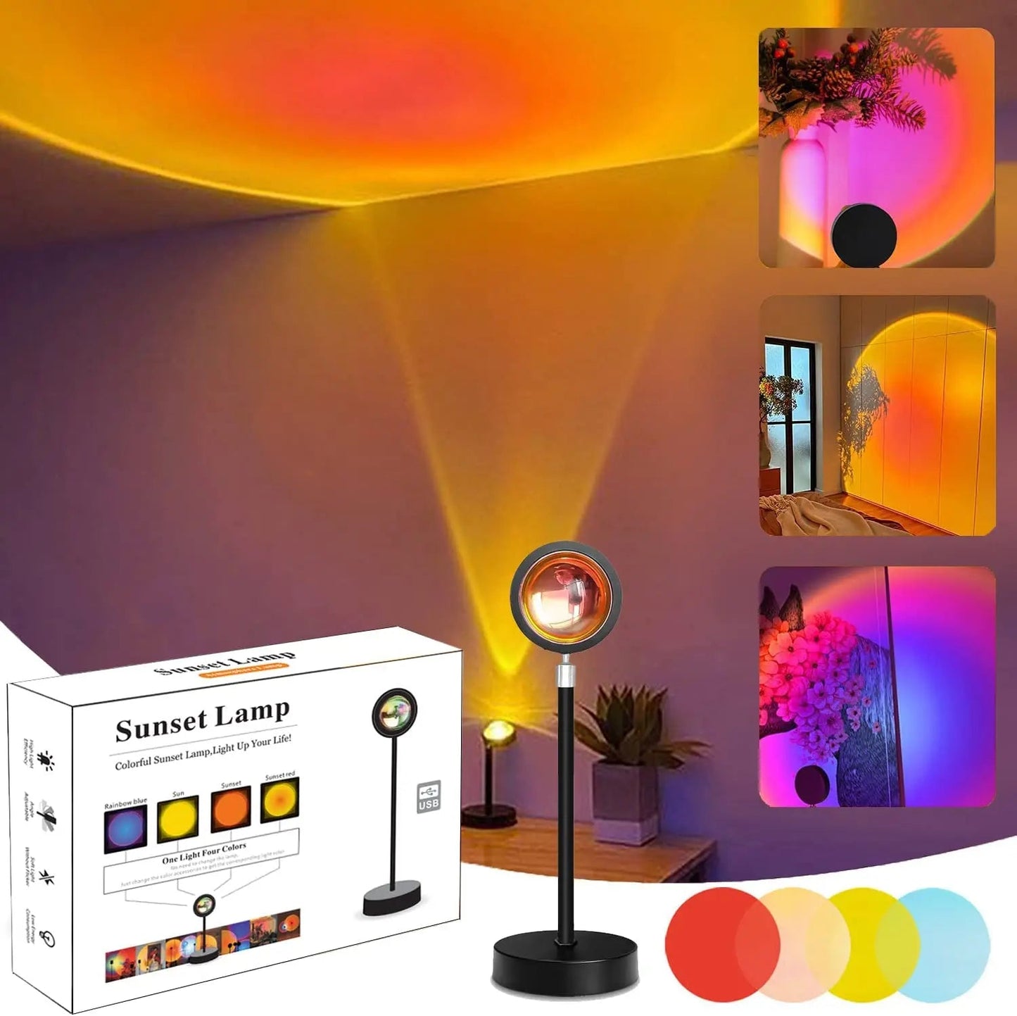 Smart Bluetooth Night Light Rainbow Sunset Projector Lamp for Home Coffe shop Background Wall Decoration Atmosphere Table Lamp - Slobuy