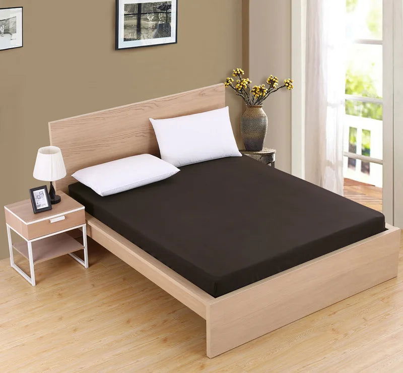 Solid Fitted Bed Sheet Mattress Protect Cover 90/140/160/180/200/220X200 With Elastic Band Sheets King Queen Double Single - Slobuy