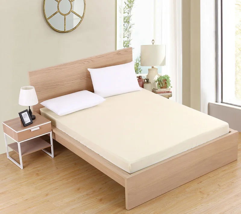 Solid Fitted Bed Sheet Mattress Protect Cover 90/140/160/180/200/220X200 With Elastic Band Sheets King Queen Double Single - Slobuy